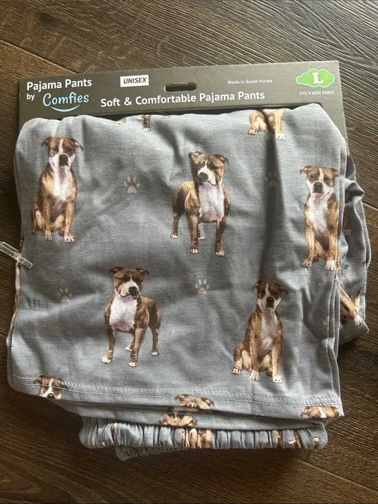 Comfies Other - Unisex Gray Pitbull Dog Print Pajama Pants - Large NWT